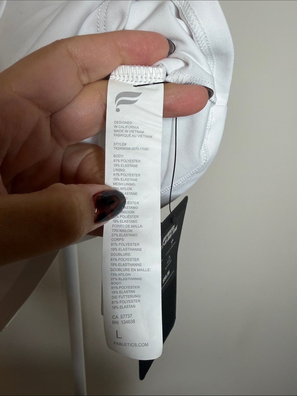 Fabletics White Racerback Cropped Tank - Picture 2 of 3